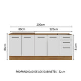 Kit con 2 Muebles de Cocina 3 Cajones y 4 Puertas (Sin Encimera Ni Fregadero) Marrón/Blanco Agata 01