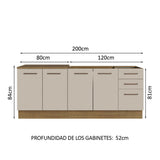 Kit con 2 Muebles de Cocina 3 Cajones y 4 Puertas (Sin Encimera Ni Fregadero) Marrón/Crema Agata 01