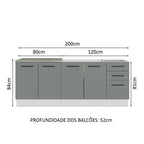 Kit 2 Gabinetes Bajos de Cocina 200 cm Sin Encimera Blanco/Gris Agata Madesa
