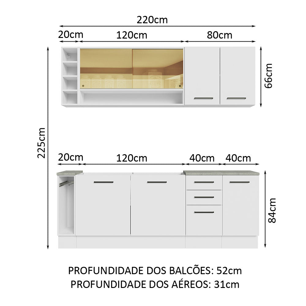 Cocina Integral 220cm Blanco Agata de Thêmis