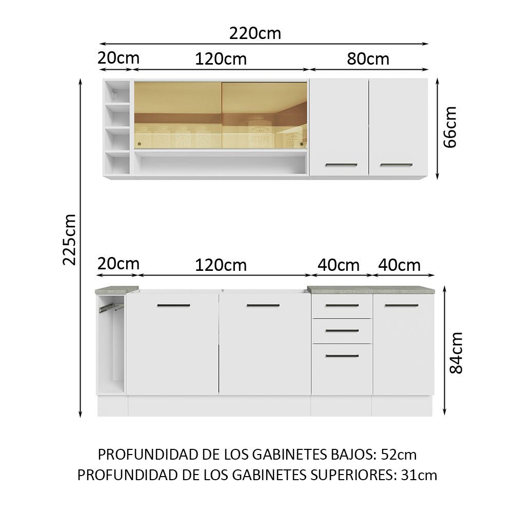 Cocina Integral 220 cm Blanco Agata Madesa