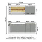 Cocina Compacta 220 cm Blanco/Gris Agata Madesa