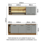 Cocina Compacta 220 cm Marrón/Gris Agata Madesa