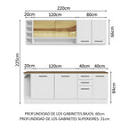 Cocina Integral 220 cm Blanco Agata Madesa