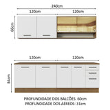 Cocina Integral 240 x 60 cm Marrón/Blanco Agata 01