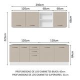 Cocina Integral 240 cm x 60 cm Blanco/Crema Agata 02