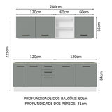Cocina Integral 240 x 60cm Blanco/Gris Agata 02