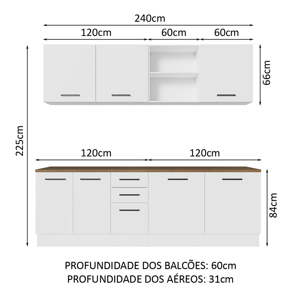 Cocina Integral 240 x 60 cm Blanco/Marrón Agata 02