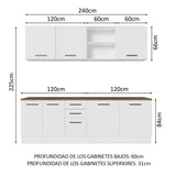 Cocina Integral 240 x 60 cm Blanco/Marrón Agata 02