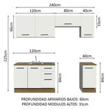 Cocina Integral con Accesorios 240 x 60cm Agata Marrón/Blanco