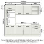 Cocina Integral 250 cm Con Mueble para Horno Blanco Agata Madesa