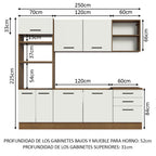 Cocina Integral 250 cm Con Mueble para Horno Marrón/Blanco Agata Madesa
