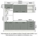 Cocina Integral 250 cm Con Mueble para Horno Blanco/Gris Agata Madesa