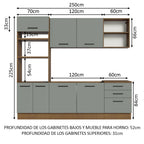 Cocina Integral 250 cm Con Mueble para Horno Marrón/Gris Agata Madesa