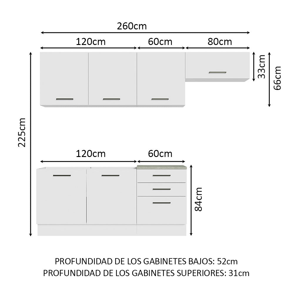 Cocina Integral 260cm Blanco Agata 02