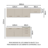 Cocina Integral 260cm Blanco/Crema Agata 02