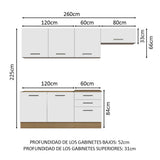 Cocina Integral 260cm Marrón/Blanco Agata 02