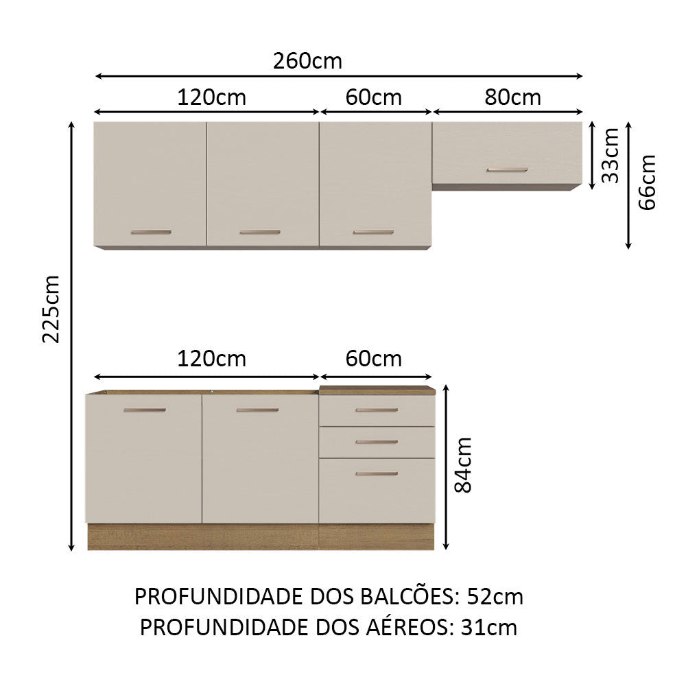 Cocina Integral 260cm Marrón/Crema Agata Madesa 02