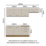 Cocina Integral 260cm Marrón/Crema Agata 02