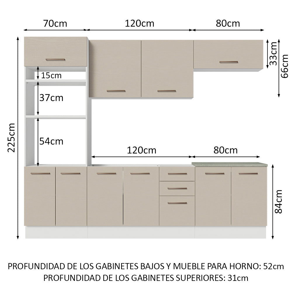 Cocina Integral 270cm Blanco/Crema Agata 01