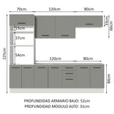 Cocina Integral 270cm Blanco/Gris Agata 02