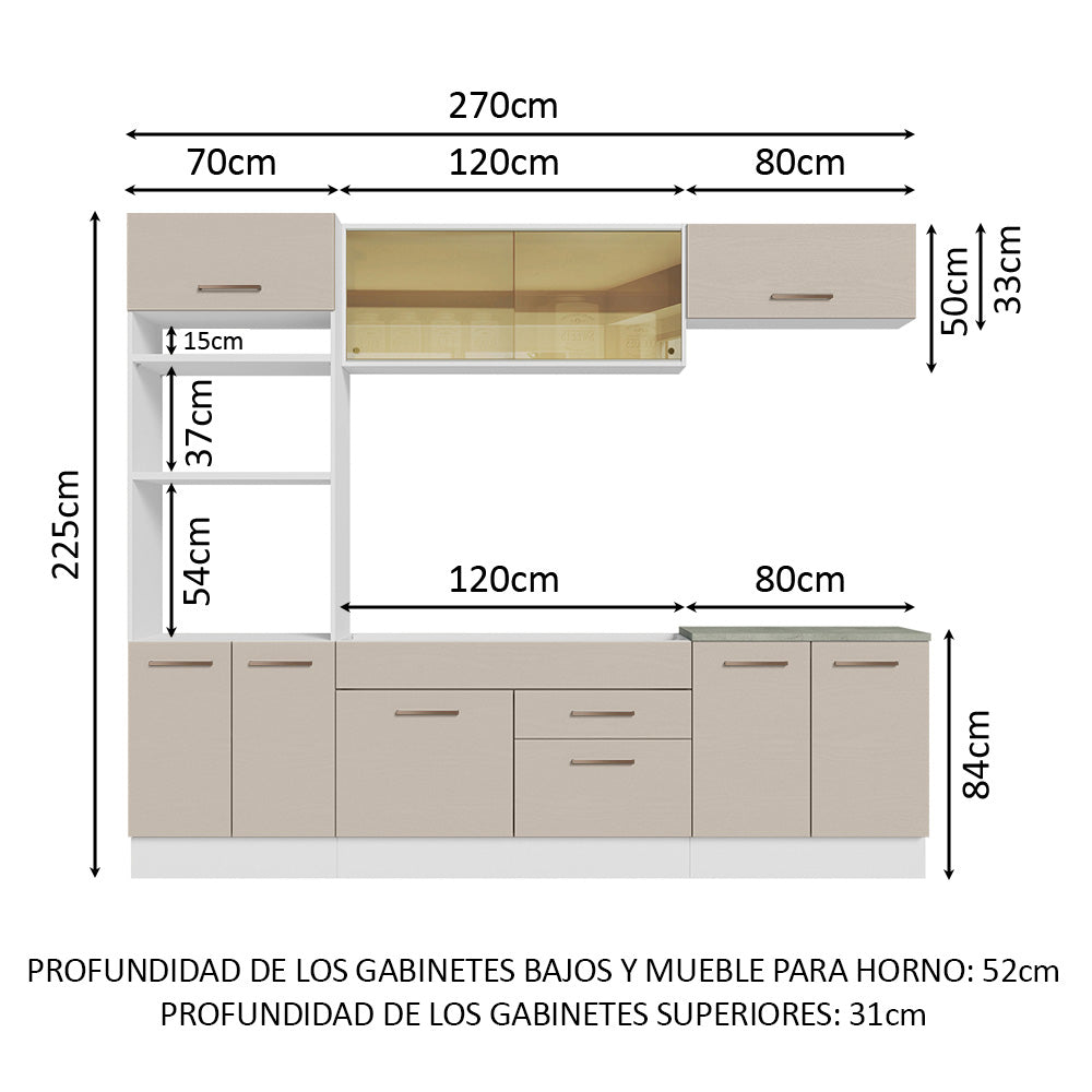 Cocina Integral 270cm Blanco/Crema Agata 03
