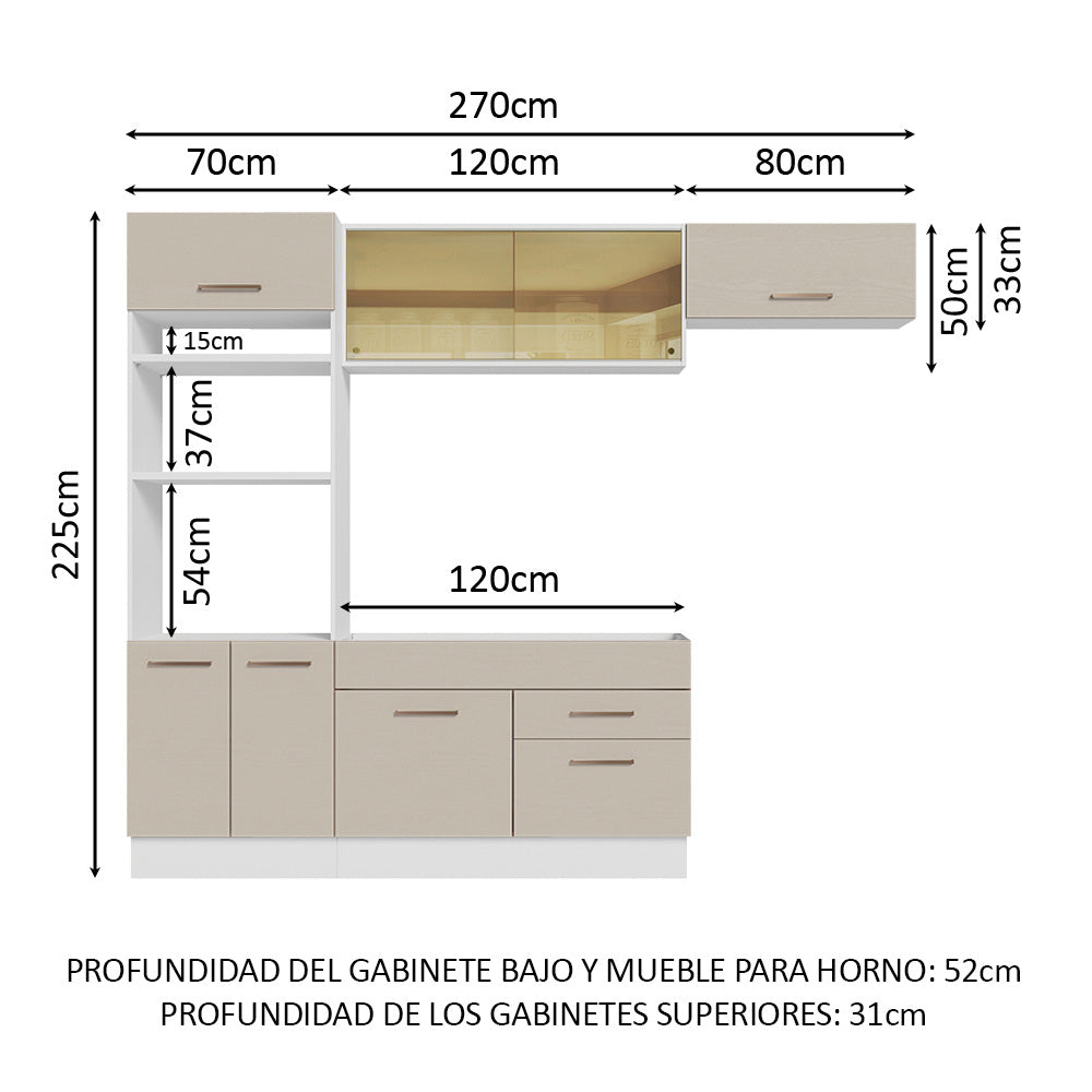 Cocina Integral 270cm Blanco/Crema Agata 04