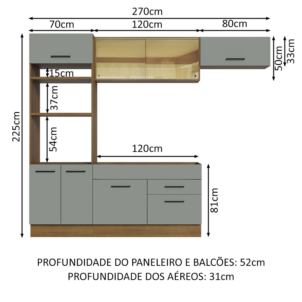 Cocina Integral 270cm Marrón/Gris Agata 04