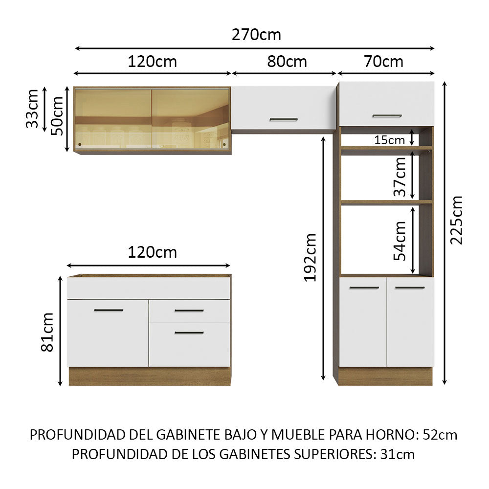 Cocina Integral 270 cm Marrón/Blanco Agata Madesa
