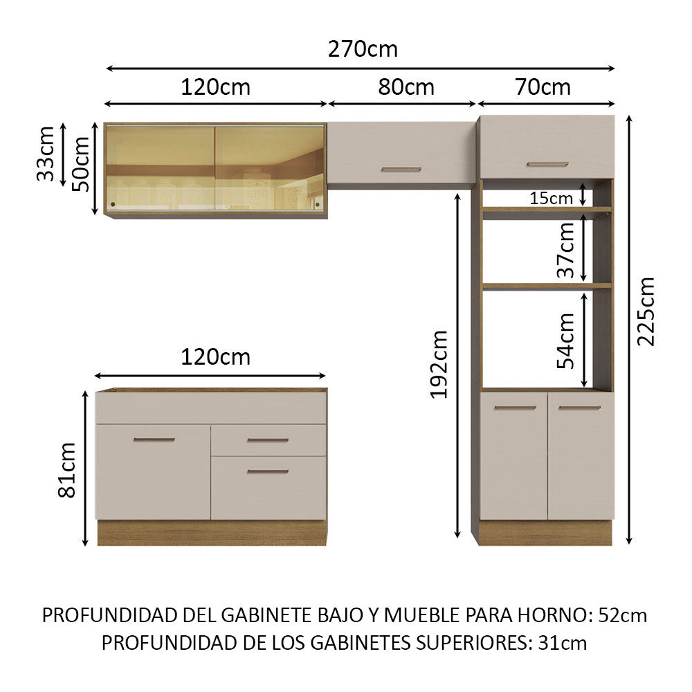 Cocina Integral 270 cm Marrón/Crema Agata Madesa