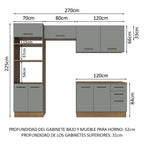 Cocina Integral 270 cm Gris/Marrón Agata Madesa