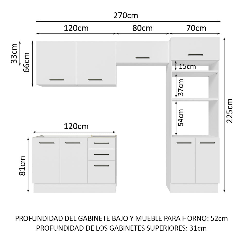 Cocina Integral 270cm Blanco Agata 08