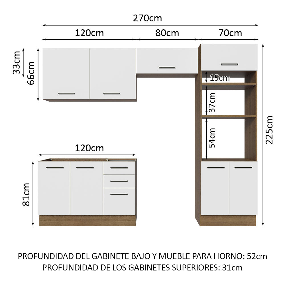 Cocina Integral 270 cm Marrón/Blanco Agata Madesa