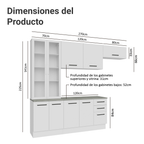Cocina Integral 270 x 52 cm 9 Puertas 3 Cajones Blanco Agata Madesa