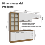 Cocina Integral 270 x 52 cm 9 Puertas 3 Cajones Marrón/Blanco Agata Madesa