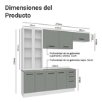 Cocina Integral 270 x 52 cm 9 Puertas 3 Cajones Blanco/Gris Agata Madesa