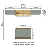 Cocina Integral 280cm Marrón/Gris Agata 01