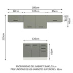 Cocina Integral 280 x 52 cm 5 Puertas 3 Cajones Blanco/Gris Agata Madesa 02