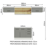 Cocina Integral 280cm Blanco/Gris Agata 03