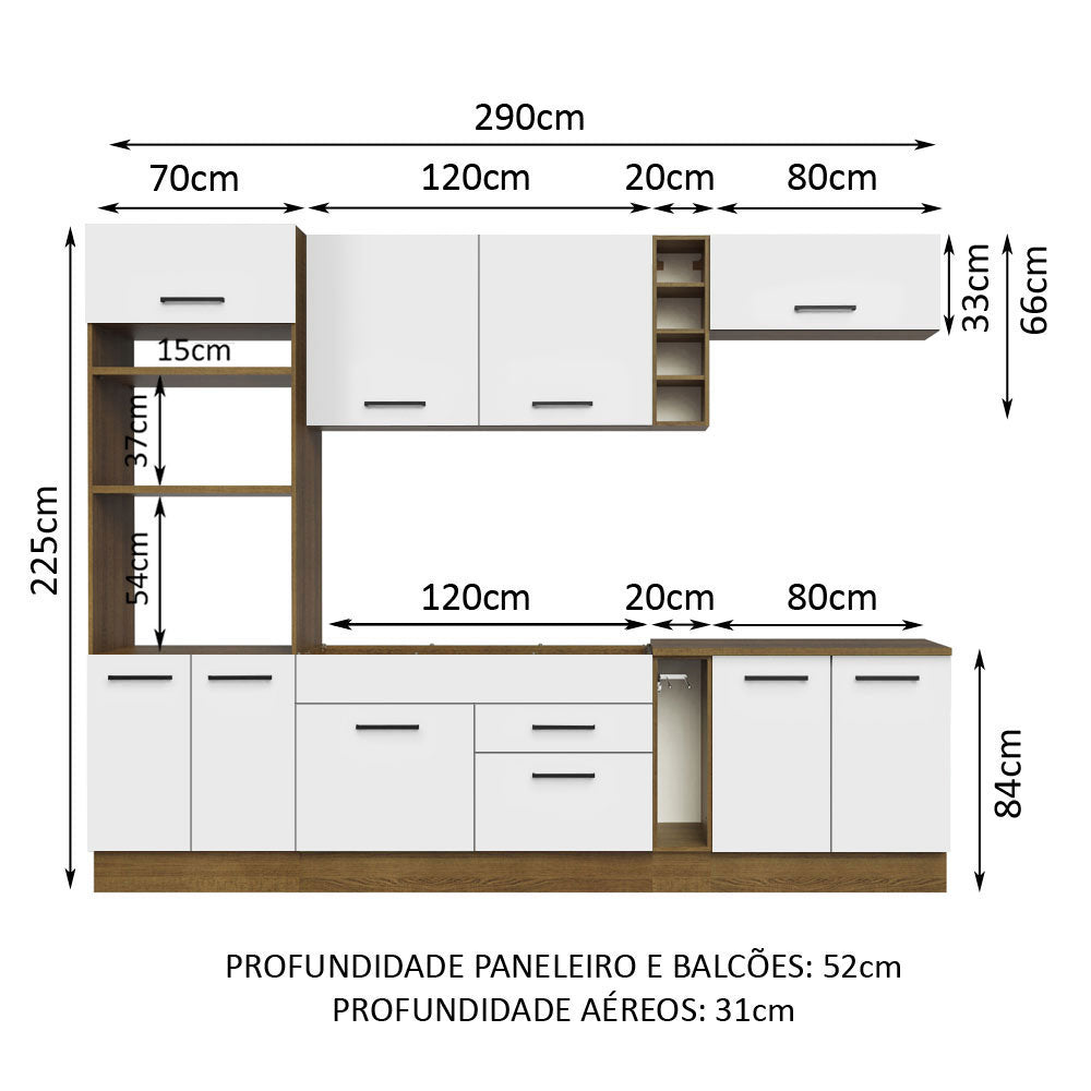 Cocina Integral 290cm Marrón/Blanco Agata 01