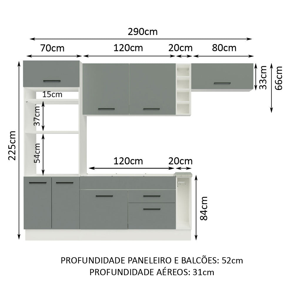 Cocina Integral 290cm Blanco/Gris Agata 02