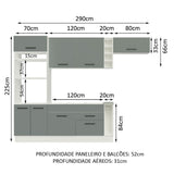 Cocina Integral 290cm Blanco/Gris Agata 02