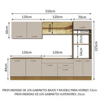 Cocina Integral 310 cm Con Mueble para Horno Marrón/Crema Agata Madesa