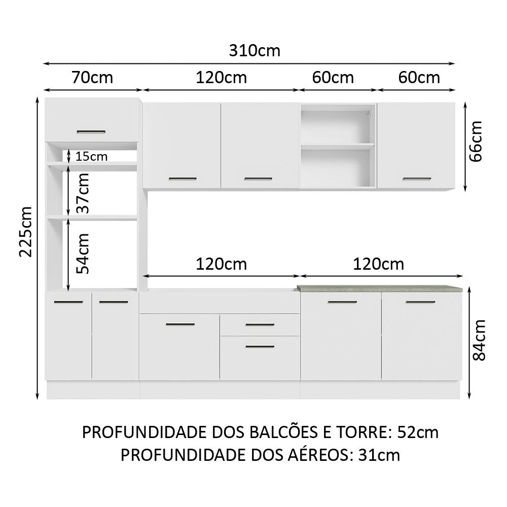 Cocina Integral 310cm Blanco Agata Madesa 02