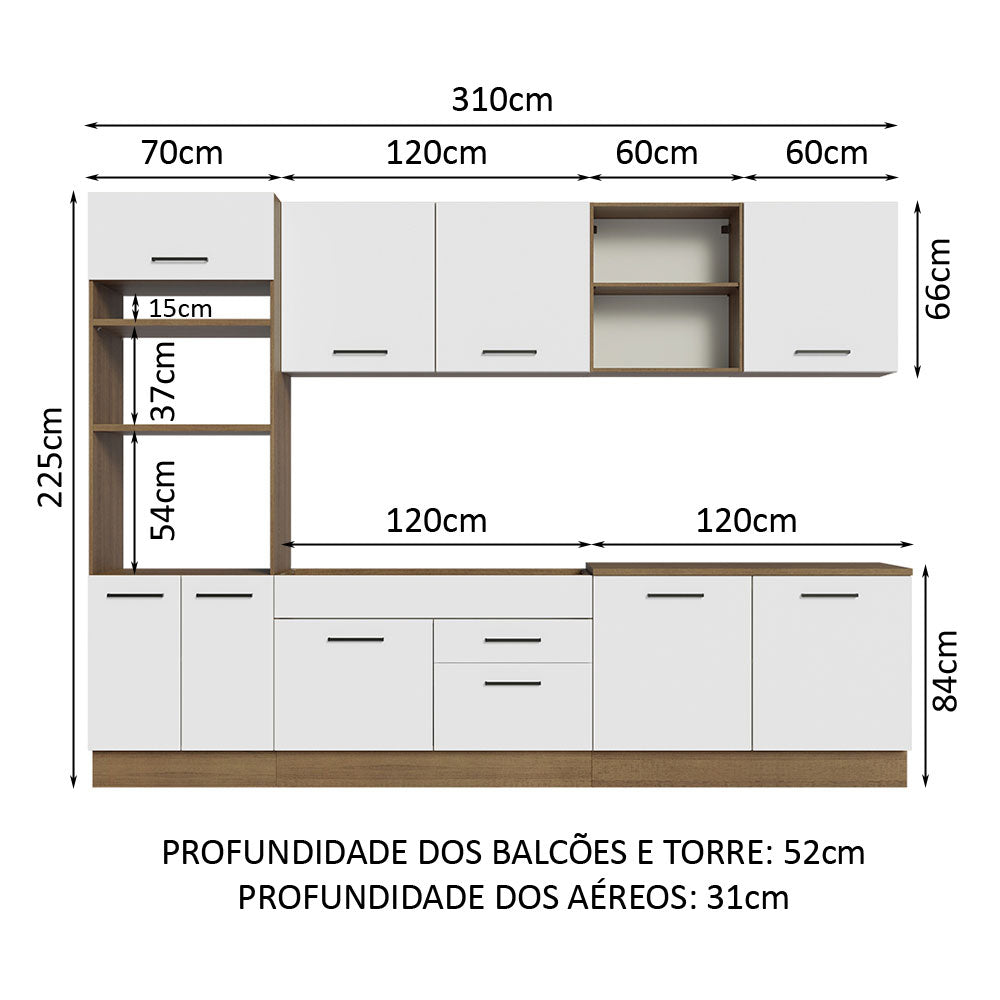 Cocina Integral 310cm Marrón/Blanco Agata Madesa 02