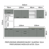 Cocina Integral 310cm Blanco/Gris Agata 02