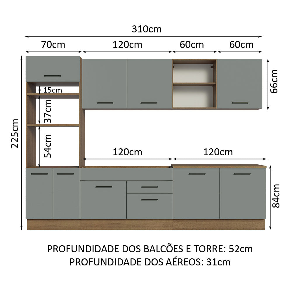 Cocina Integral 310cm Marrón/Gris Agata 02