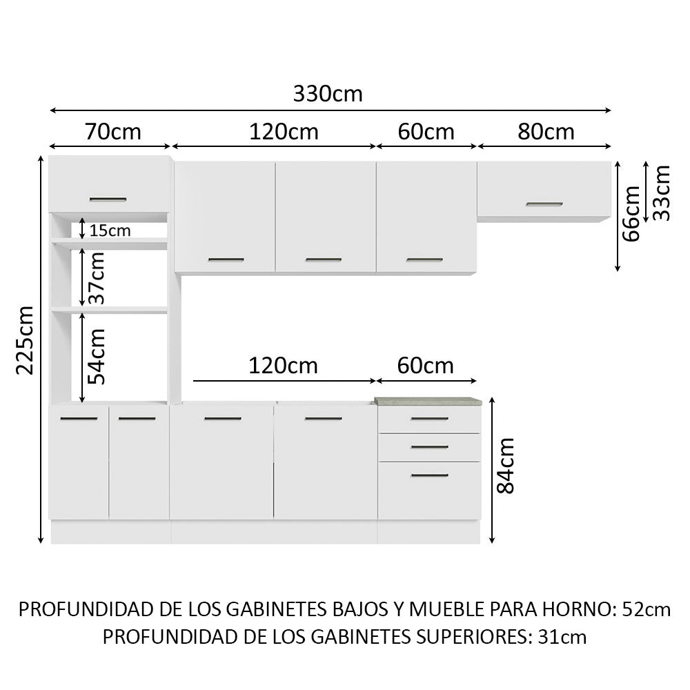 Cocina Integral 330cm Blanco Agata 01