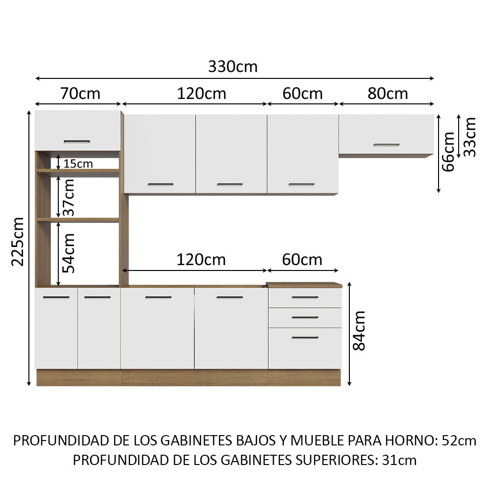 Cocina Integral 330cm Marrón/Blanco Agata 01