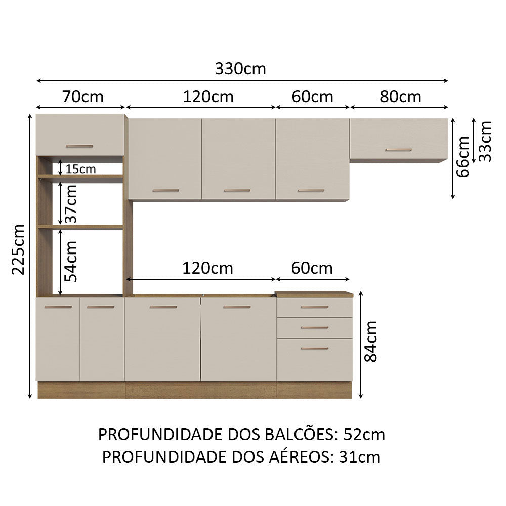 Cocina Integral 330cm Marrón/Crema Agata Madesa 01